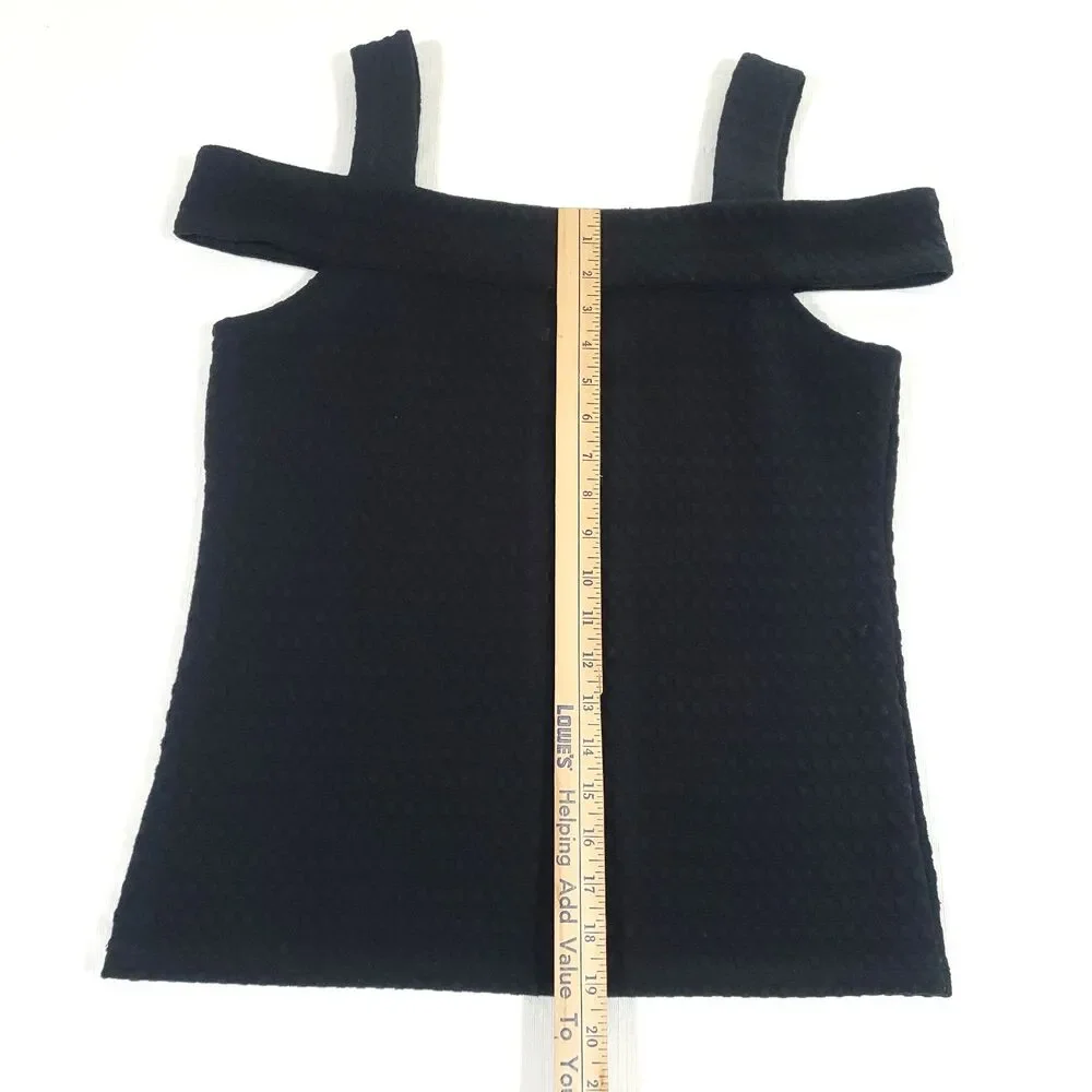 Textured Knit Square‎ Neck Michael Kors Top M Black Chunky Straps Career Goth